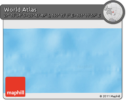Physical 3D Map of the Area around 27° 0' 12" S, 160° 43' 29" E