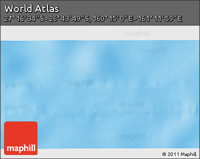 Physical 3D Map of the Area around 27° 0' 12" S, 160° 43' 29" E