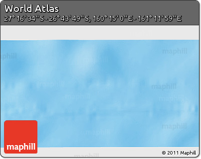 Physical 3D Map of the Area around 27° 0' 12" S, 160° 43' 29" E
