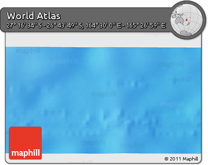 Physical 3D Map of the Area around 27° 0' 12" S, 164° 58' 29" E