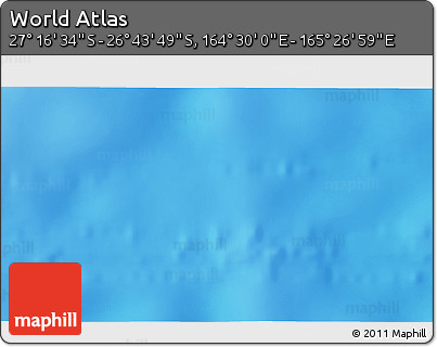 Physical 3D Map of the Area around 27° 0' 12" S, 164° 58' 29" E
