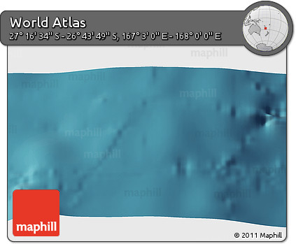 Satellite 3D Map of the Area around 27° 0' 12" S, 167° 31' 30" E