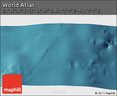 Satellite 3D Map of the Area around 27° 0' 12" S, 167° 31' 30" E