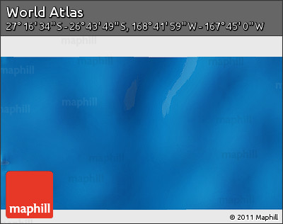 Physical 3D Map of the Area around 27° 0' 12" S, 168° 13' 29" W