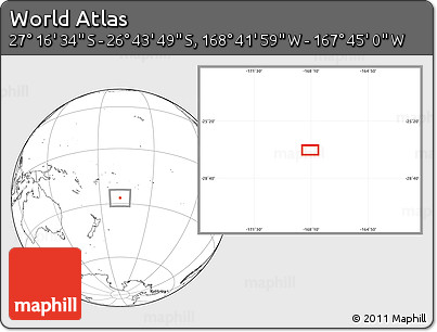 Blank Location Map of the Area around 27° 0' 12" S, 168° 13' 29" W