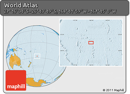 Political Location Map of the Area around 27° 0' 12" S, 168° 13' 29" W
