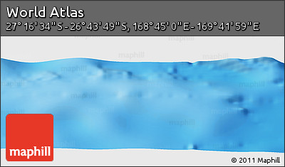 Physical Panoramic Map of the Area around 27° 0' 12" S, 169° 13' 29" E