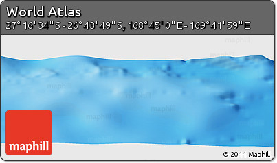 Physical Panoramic Map of the Area around 27° 0' 12" S, 169° 13' 29" E