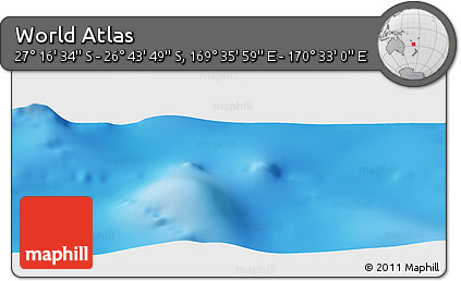Physical Panoramic Map of the Area around 27° 0' 12" S, 170° 4' 29" E