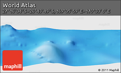 Physical Panoramic Map of the Area around 27° 0' 12" S, 170° 4' 29" E