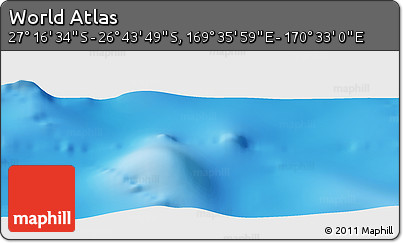 Physical Panoramic Map of the Area around 27° 0' 12" S, 170° 4' 29" E