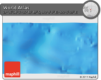 Physical 3D Map of the Area around 27° 0' 12" S, 172° 37' 30" E