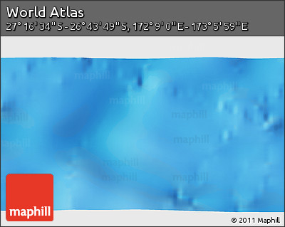 Physical 3D Map of the Area around 27° 0' 12" S, 172° 37' 30" E
