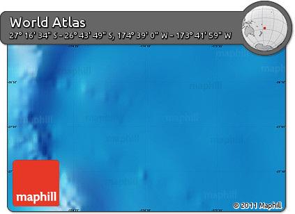 Physical Map of the Area around 27° 0' 12" S, 174° 10' 30" W