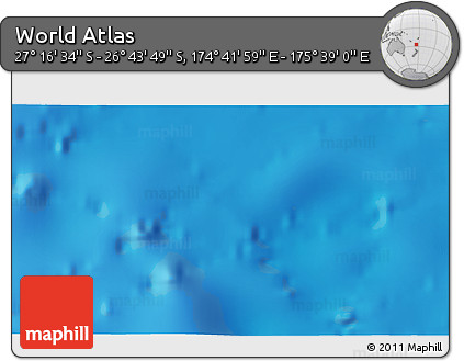 Physical 3D Map of the Area around 27° 0' 12" S, 175° 10' 30" E