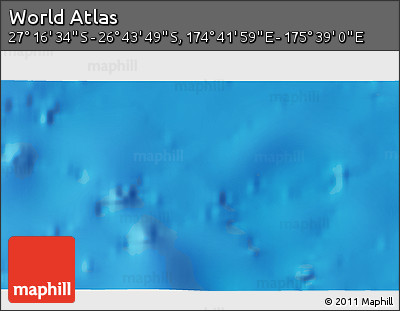 Physical 3D Map of the Area around 27° 0' 12" S, 175° 10' 30" E