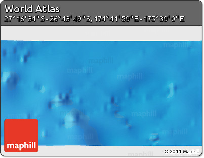 Physical 3D Map of the Area around 27° 0' 12" S, 175° 10' 30" E