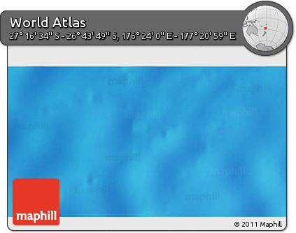 Physical 3D Map of the Area around 27° 0' 12" S, 176° 52' 30" E