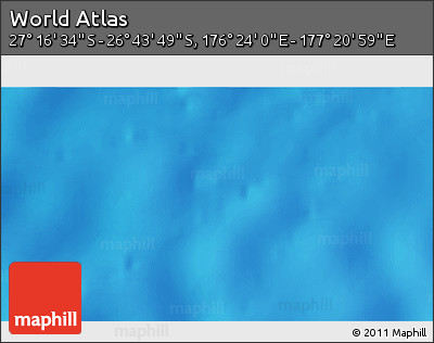 Physical 3D Map of the Area around 27° 0' 12" S, 176° 52' 30" E