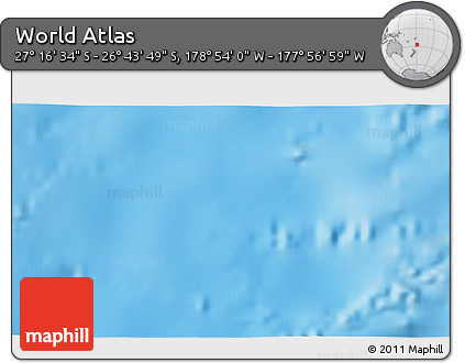 Physical 3D Map of the Area around 27° 0' 12" S, 178° 25' 30" W