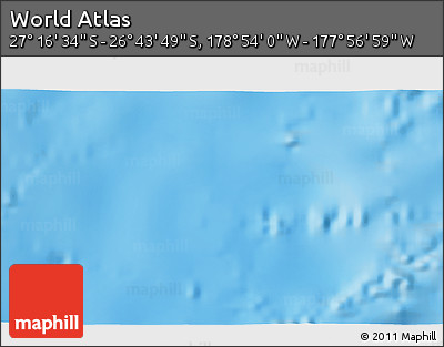 Physical 3D Map of the Area around 27° 0' 12" S, 178° 25' 30" W