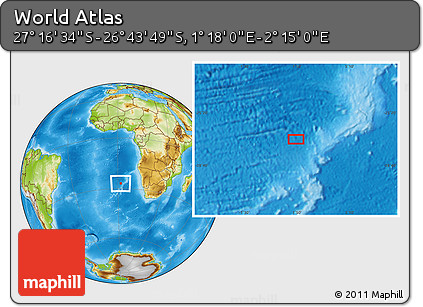 Physical Location Map of the Area around 27° 0' 12" S, 1° 46' 29" E
