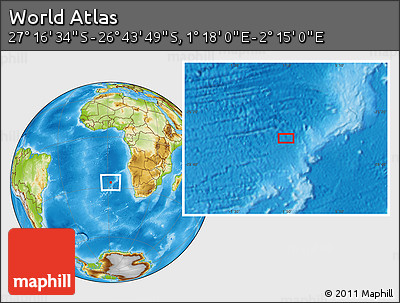 Physical Location Map of the Area around 27° 0' 12" S, 1° 46' 29" E