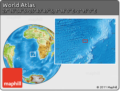 Physical Location Map of the Area around 27° 0' 12" S, 1° 46' 29" E