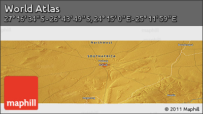 Physical Panoramic Map of the Area around 27° 0' 12" S, 24° 43' 30" E