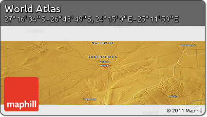 Physical Panoramic Map of the Area around 27° 0' 12" S, 24° 43' 30" E