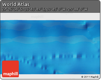 Physical 3D Map of the Area around 27° 0' 12" S, 26° 16' 29" W