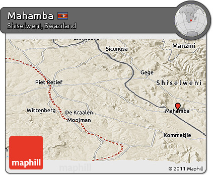 Shaded Relief Panoramic Map of Mahamba