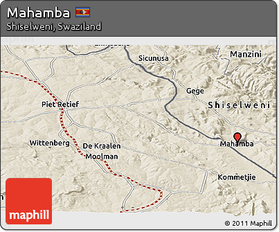 Shaded Relief Panoramic Map of Mahamba