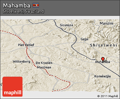 Shaded Relief Panoramic Map of Mahamba