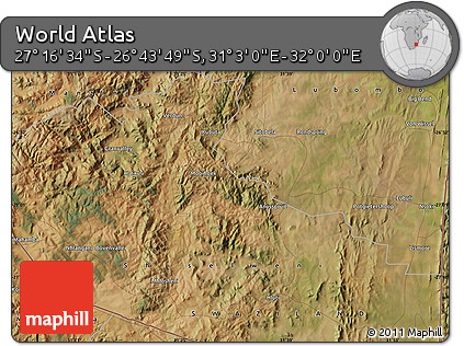 Satellite Map of the Area around 27°&nbsp;0'&nbsp;12"&nbsp;S,&nbsp;31°&nbsp;31'&nbsp;29"&nbsp;E