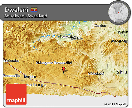 Physical Panoramic Map of Dwaleni