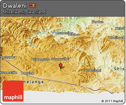 Physical Panoramic Map of Dwaleni