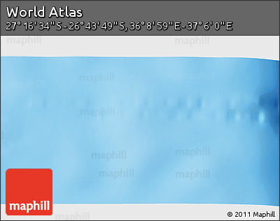 Physical 3D Map of the Area around 27° 0' 12" S, 36° 37' 30" E