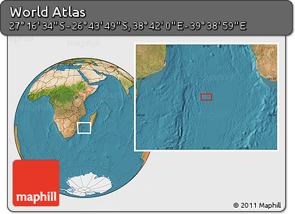 Satellite Location Map of the Area around 27° 0' 12" S, 39° 10' 29" E