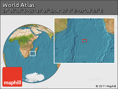 Satellite Location Map of the Area around 27° 0' 12" S, 39° 10' 29" E