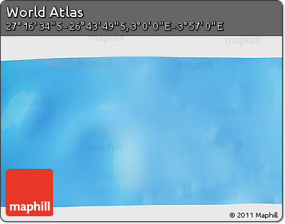 Physical 3D Map of the Area around 27° 0' 12" S, 3° 28' 30" E