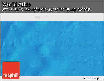 Physical 3D Map of the Area around 27° 0' 12" S, 40° 1' 29" E