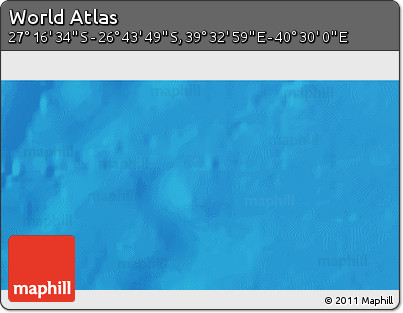 Physical 3D Map of the Area around 27° 0' 12" S, 40° 1' 29" E