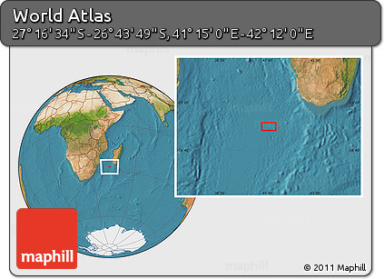 Satellite Location Map of the Area around 27° 0' 12" S, 41° 43' 30" E