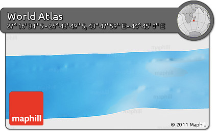 Physical Panoramic Map of the Area around 27° 0' 12" S, 44° 16' 29" E
