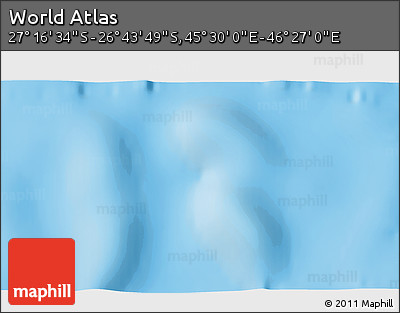Physical 3D Map of the Area around 27° 0' 12" S, 45° 58' 30" E