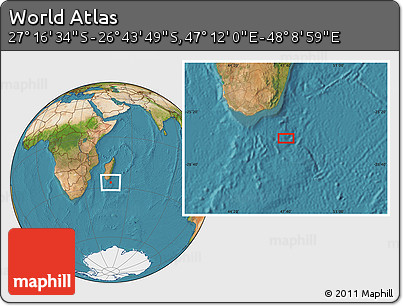 Satellite Location Map of the Area around 27° 0' 12" S, 47° 40' 29" E