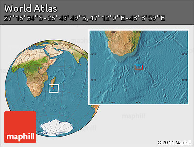 Satellite Location Map of the Area around 27° 0' 12" S, 47° 40' 29" E