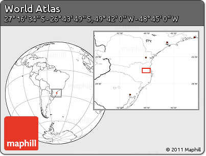 Blank Location Map of the Area around 27° 0' 12" S, 49° 13' 30" W