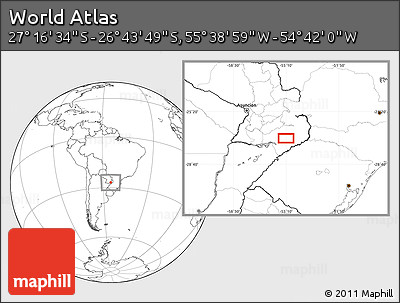 Blank Location Map of the Area around 27° 0' 12" S, 55° 10' 29" W